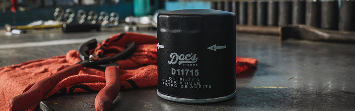 Man holding Doc's Diesel Oil Filter