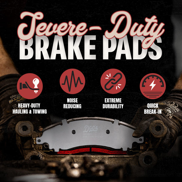 Doc's Diesel Severe-Duty Brake Pads feature icons