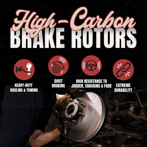 Doc's Diesel High-Carbon Brake Rotors feature icons