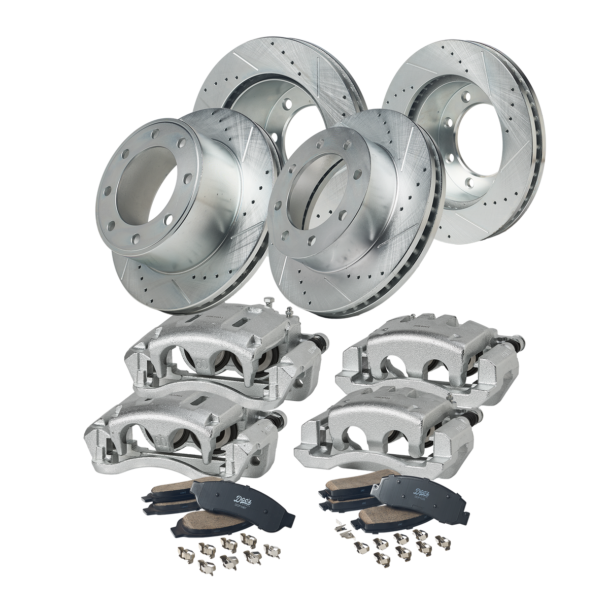 Doc's Diesel Ford 6.7L Powerstroke F-250/350 Drilled + Slotted Front & Rear Complete Brake Kit 2011-2012 DDBKPCR4-207 kit_without-fluid