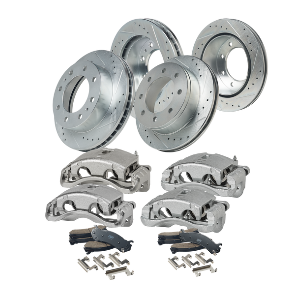 Doc's Diesel Chevrolet/GMC 6.6L Duramax 2500HD/3500/3500HD 4WD Drilled + Slotted Front & Rear Complete Brake Kit 2001-2010 DDBKPCR4-209 kit_without-fluid