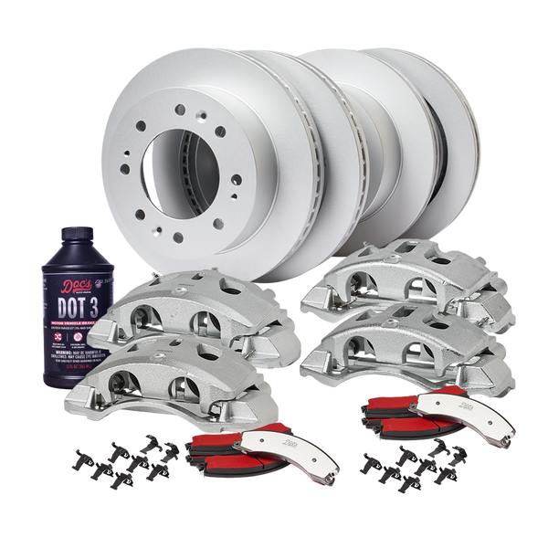 Doc's Diesel Chevrolet/GMC 6.6L Duramax 2500HD/3500HD SRW High-Carbon Front & Rear Complete Brake Kit 2011-2019 DDBKPCR4F-001 kit_with-fluid color_silver