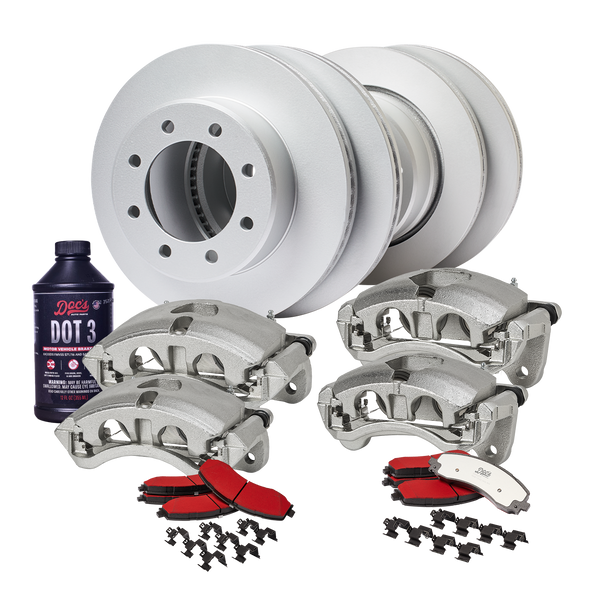 Doc's Diesel Ram 6.7L Cummins 2500/3500 SRW High-Carbon Front & Rear Complete Brake Kit 2019-2025 DDBKPCR4F-004 kit_with-fluid color_silver