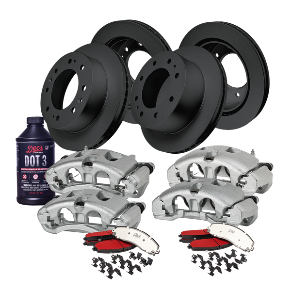 Doc's Diesel Dodge/Ram 5.9/6.7L Cummins 2500/3500 SRW High-Carbon Front & Rear Complete Brake Kit 2009-2019 DDBKPCR4F-103 kit_with-fluid color_black