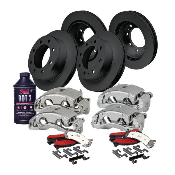 Doc's Diesel Chevrolet/GMC 6.6L Duramax 2500HD/3500/3500HD 4WD High-Carbon Front & Rear Complete Brake Kit 2001-2010 DDBKPCR4F-109 kit_with-fluid color_black