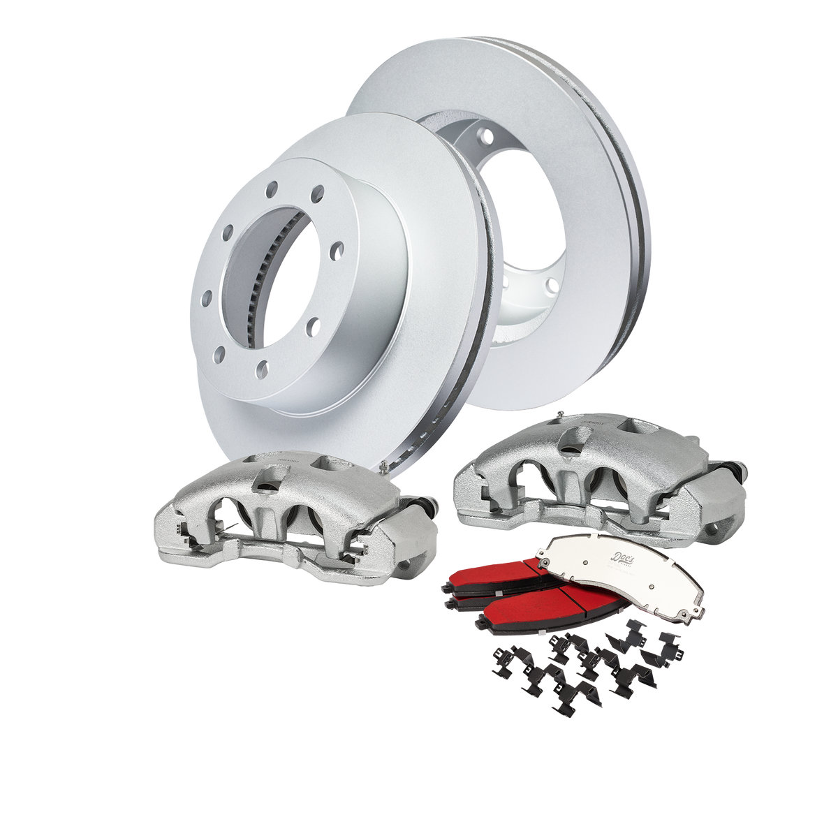 Doc's Diesel Ford 6.7L Powerstroke F-250/350/450 4WD SRW High-Carbon Front Complete Brake Kit 2013-2022 DDBKPCRF-002 kit_without-fluid color_silver