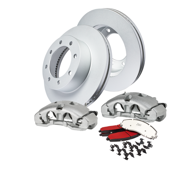 Doc's Diesel Ford 6.7L Powerstroke F-250/350/450 4WD SRW High-Carbon Front Complete Brake Kit 2013-2022 DDBKPCRF-002 kit_without-fluid color_silver
