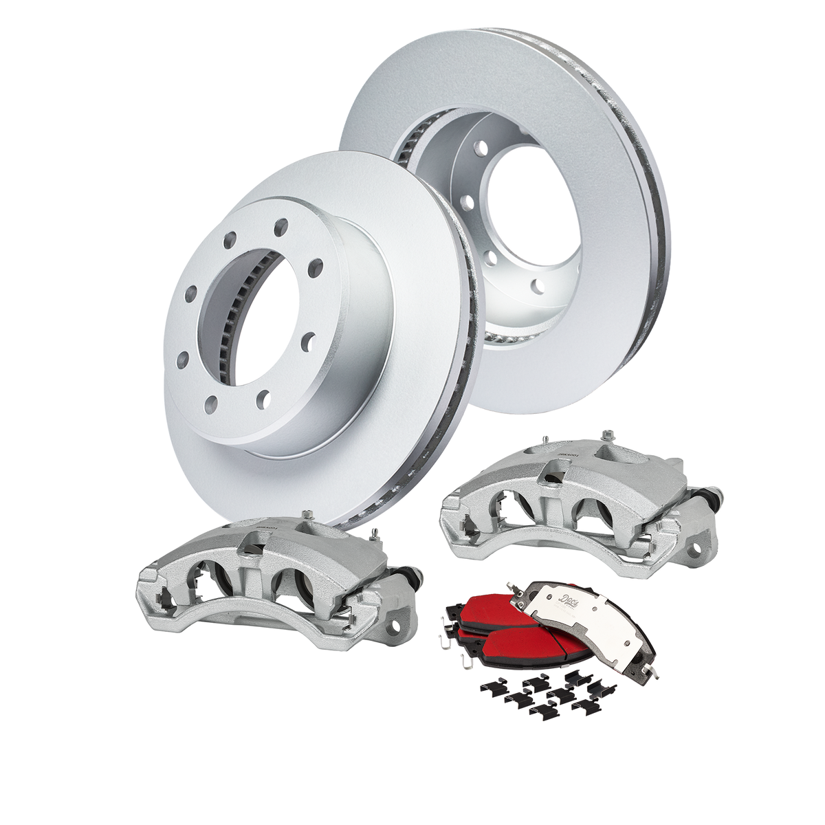 Doc's Diesel Dodge/Ram 5.9/6.7L Cummins 2500/3500 High-Carbon Front Complete Brake Kit 2009-2018 DDBKPCRF-003 kit_without-fluid color_silver