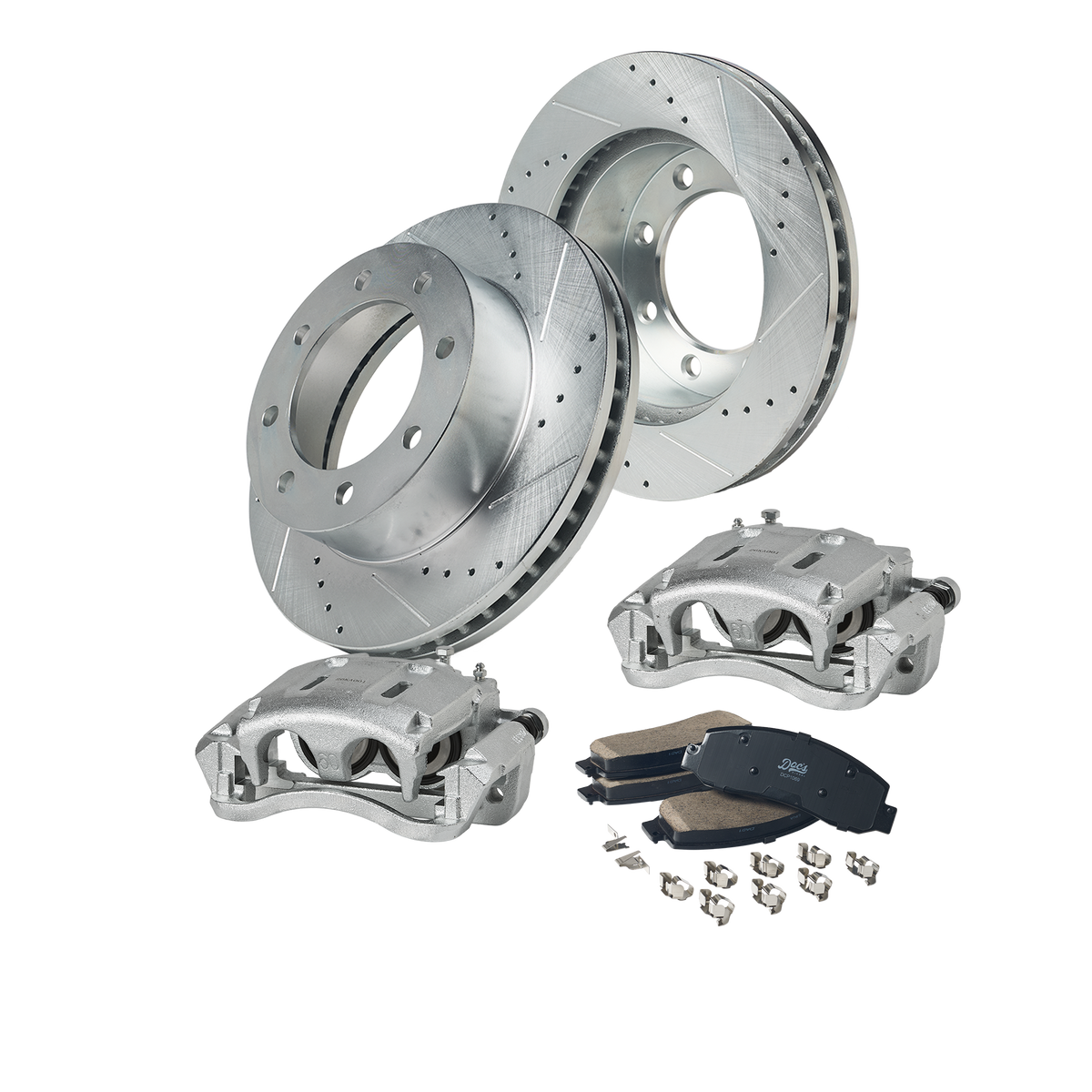Doc's Diesel Ford 6.0L Powerstroke F-250/350 Drilled + Slotted Front Complete Brake Kit 2005-2007 DDBKPCRF-206 kit_without-fluid