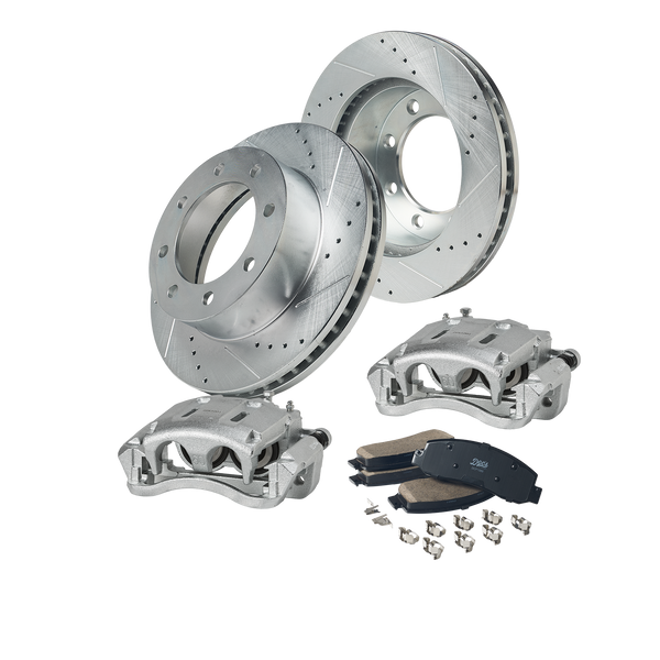 Doc's Diesel Ford 6.0L Powerstroke F-250/350 Drilled + Slotted Front Complete Brake Kit 2005-2007 DDBKPCRF-206 kit_without-fluid