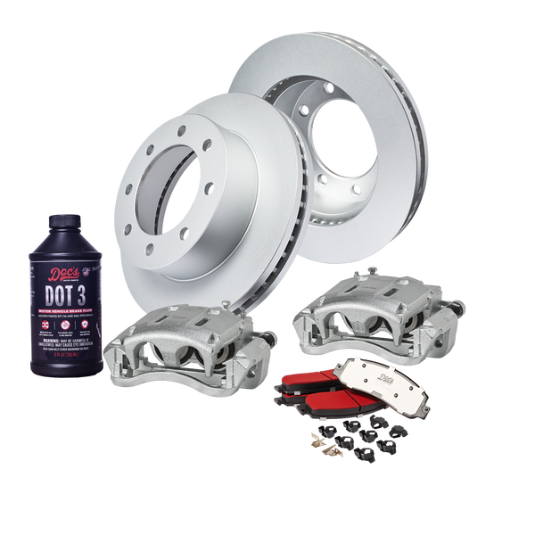 Doc's Diesel Ford 6.0L Powerstroke F-250/350 High-Carbon Front Complete Brake Kit 2005-2007 DDBKPCRFF-006 kit_with-fluid color_silver