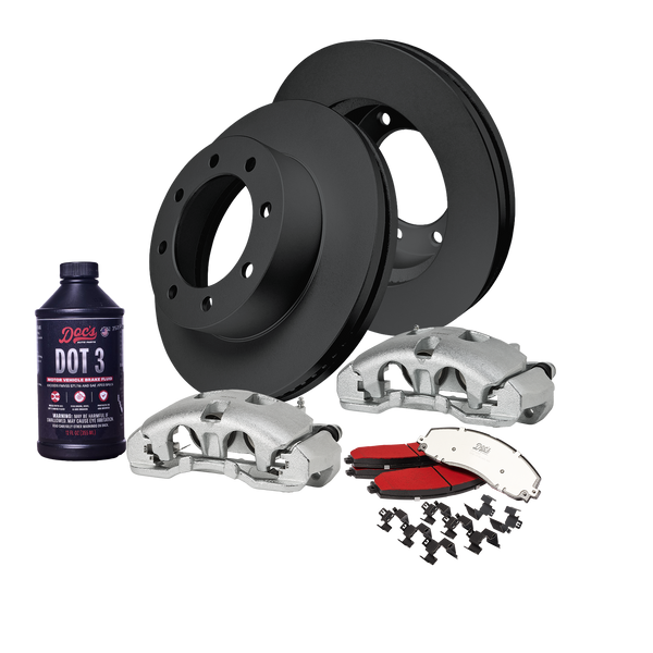 Doc's Diesel Ford 6.7L Powerstroke F-250/350/450 4WD SRW High-Carbon Front Complete Brake Kit 2013-2022 DDBKPCRFF-102 kit_with-fluid color_black