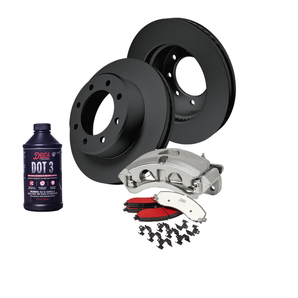 Doc's Diesel Ram 6.7L Cummins 2500/3500 High-Carbon Front Complete Brake Kit 2019-2026 DDBKPCRFF-104 kit_with-fluid color_black
