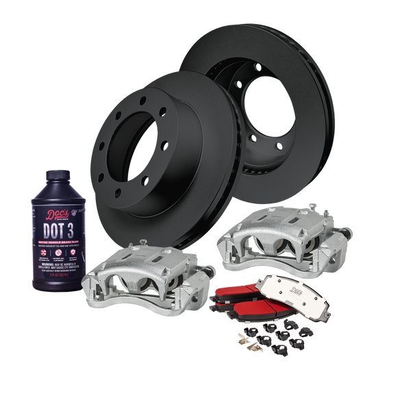 Doc's Diesel Ford 6.0L Powerstroke F-250/350 High-Carbon Front Complete Brake Kit 2005-2007 DDBKPCRFF-106 kit_with-fluid color_black