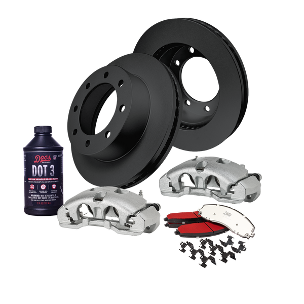 Doc's Diesel Ford 6.7L Powerstroke F-250 High-Carbon Front Complete Brake Kit 2012-2013 DDBKPCRFF-110 kit_with-fluid color_black