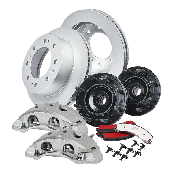 Doc's Diesel Chevrolet/GMC 6.6L Duramax 2500HD/3500HD 4WD SRW High-Carbon Complete Front Brake Kit + Hub Assemblies 2011-2019 DDBKPCRHF-001 kit_without-fluid color_silver