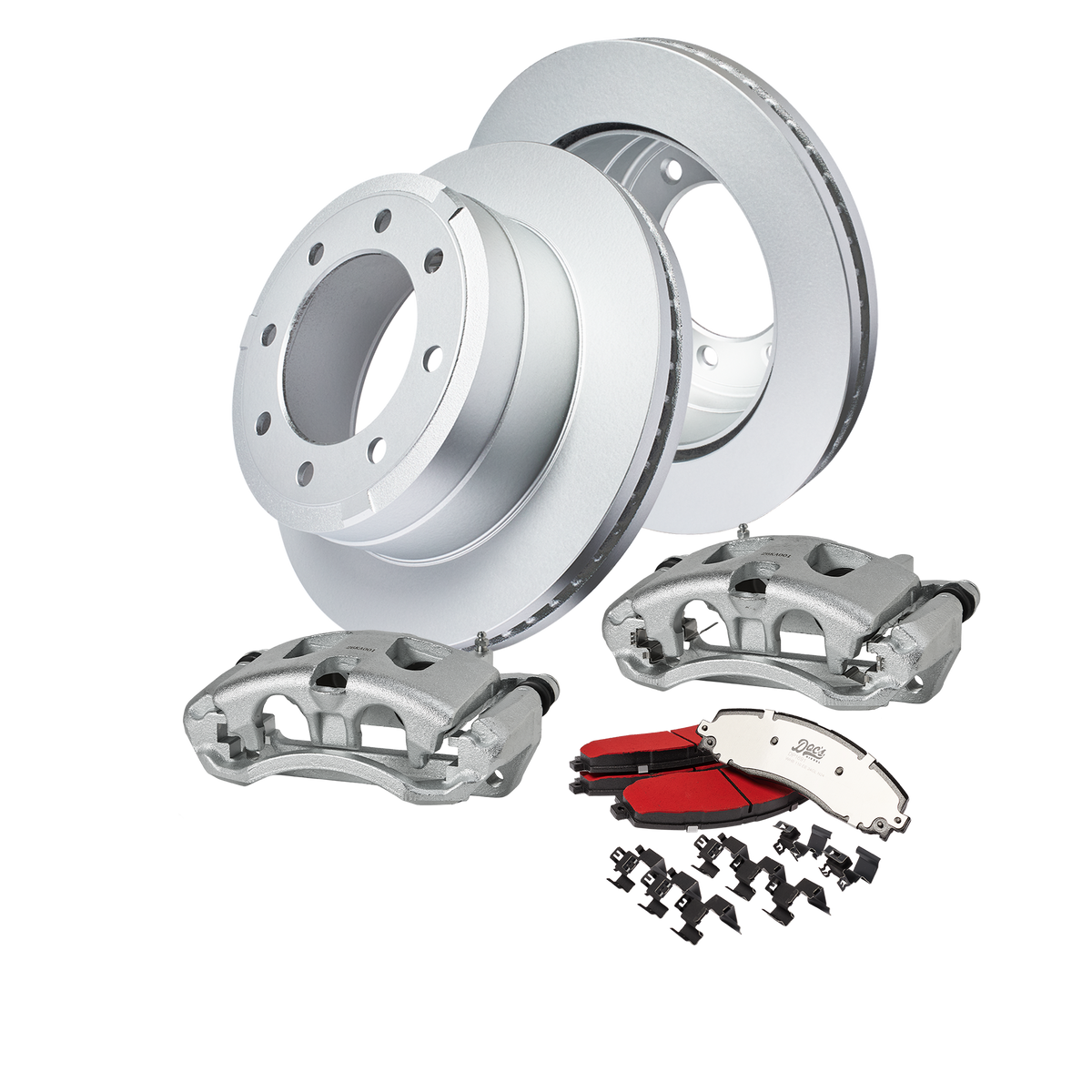 Doc's Diesel Ford 6.7L Powerstroke F-250/350/450 High-Carbon Rear Complete Brake Kit 2012-2022 DDBKPCRR-002 kit_without-fluid color_silver