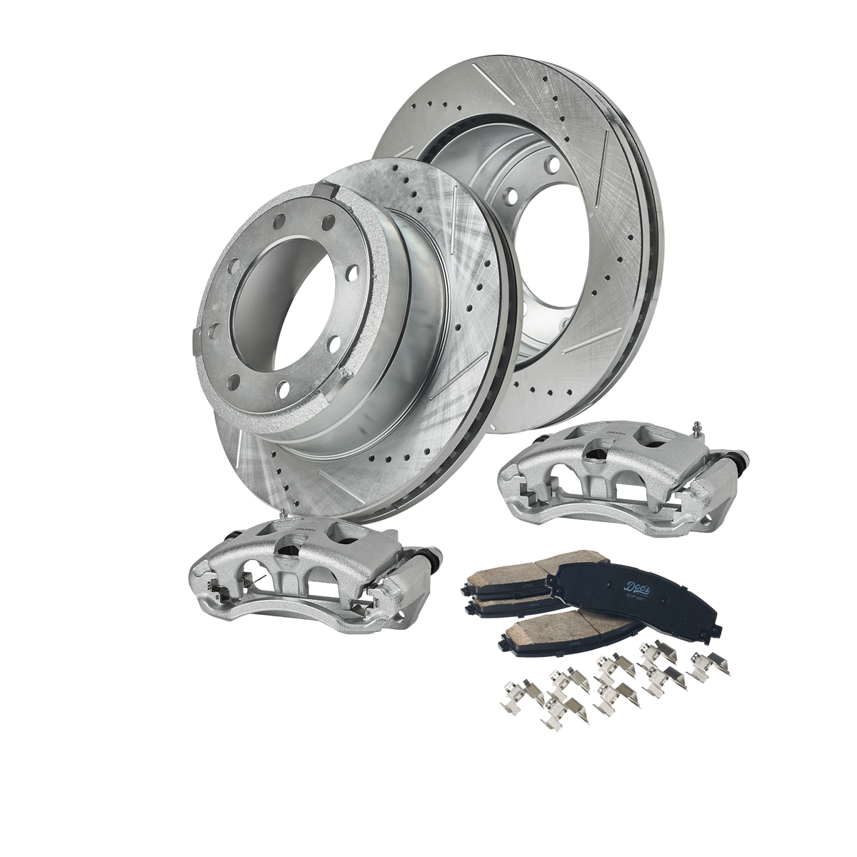 Doc's Diesel Ford 6.7L Powerstroke F-250/350/450 Drilled + Slotted Rear Complete Brake Kit 2012-2022 DDBKPCRR-202 kit_without-fluid