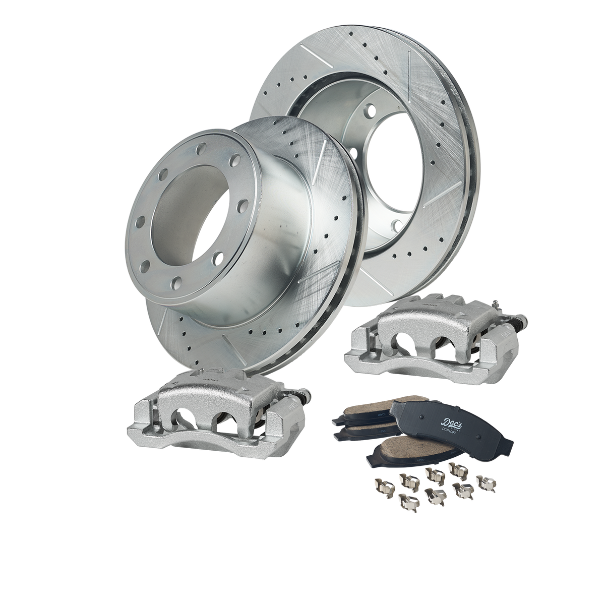 Doc's Diesel Ford 6.7L Powerstroke F-250/350 Drilled + Slotted Rear Complete Brake Kit 2011-2012 DDBKPCRR-207 kit_without-fluid