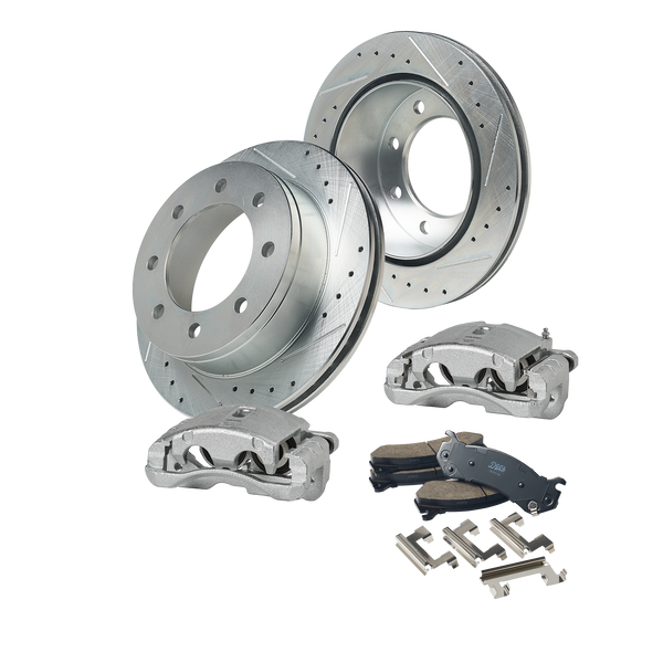 Doc's Diesel Chevrolet/GMC 6.6L Duramax 2500HD/3500/3500HD 4WD Drilled + Slotted Rear Complete Brake Kit 2001-2010 DDBKPCRR-208 kit_without-fluid