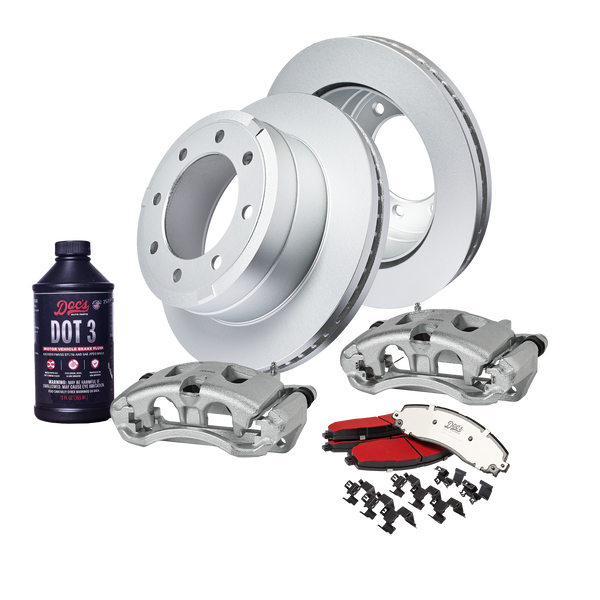 Doc's Diesel Ford 6.7L Powerstroke F-250/350/450 High-Carbon Rear Complete Brake Kit 2012-2022 DDBKPCRRF-002 kit_with-fluid color_silver