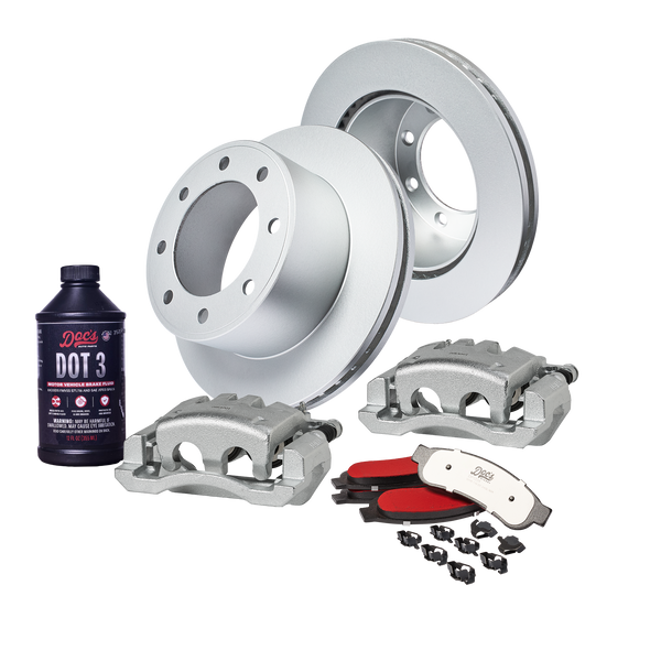 Doc's Diesel Ford 6.4L Powerstroke F-250/350 High-Carbon Rear Complete Brake Kit 2008-2010 DDBKPCRRF-006 kit_with-fluid color_silver
