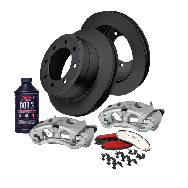 Doc's Diesel Ford 6.7L Powerstroke F-250/350/450 High-Carbon Rear Complete Brake Kit 2012-2022 DDBKPCRRF-102 kit_with-fluid color_black