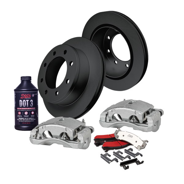 Doc's Diesel Chevrolet/GMC 6.6L Duramax 2500HD/3500/3500HD 4WD High-Carbon Rear Complete Brake Kit 2001-2010 DDBKPCRRF-108 kit_with-fluid color_black