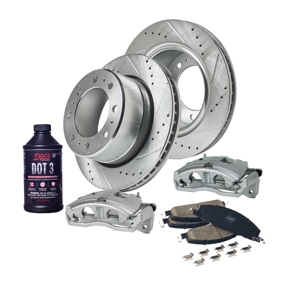 Doc's Diesel Dodge/Ram 6.7L Cummins 2500/3500 SRW Drilled + Slotted Rear Complete Brake Kit 2009-2019 DDBKPCRRF-203 kit_with-fluid