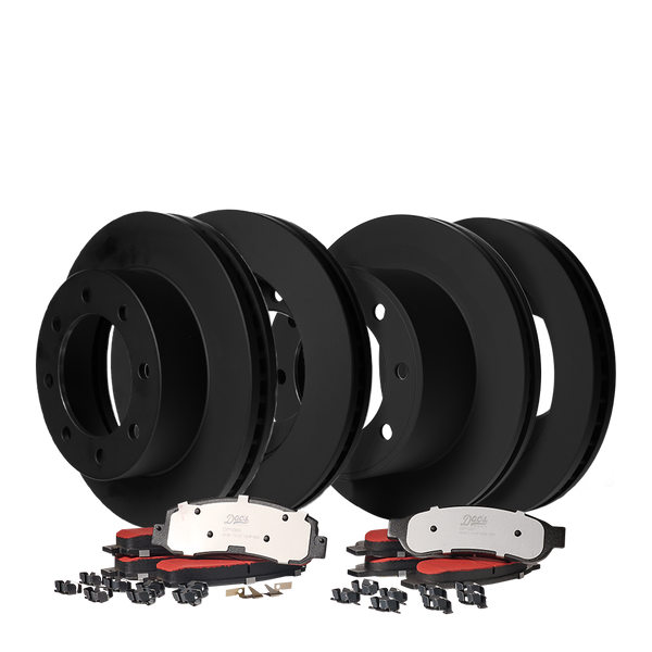 Doc's Diesel Ford 6.0L Powerstroke SRW Front and Rear Brake Pads and Rotors Kit 2005-2007 Black