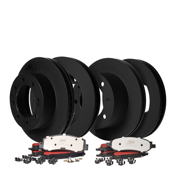 Doc's Diesel Ford 6.0L Powerstroke SRW Front and Rear Brake Pads and Rotors Kit 2005-2007 Black