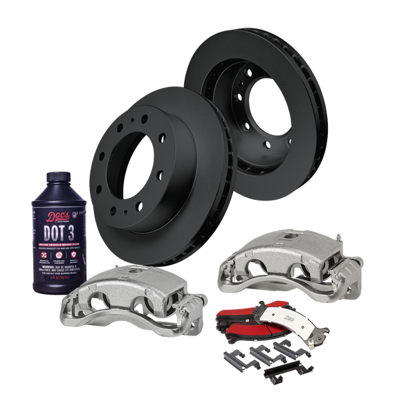 Doc's Diesel Chevrolet/GMC 6.6L Duramax 2500HD/3500/3500HD 4WD SRW High-Carbon Front Complete Brake Kit 2001-2020 DDBKPRCFF-106 kit_with-fluid color_black
