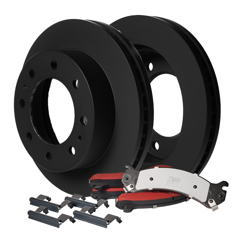 Doc's Diesel Chevrolet/GMC 6.6L Duramax SRW Front Brake Pads and Rotors Kit 2001-2010 2500HD, 2004-2010 3500HD Black