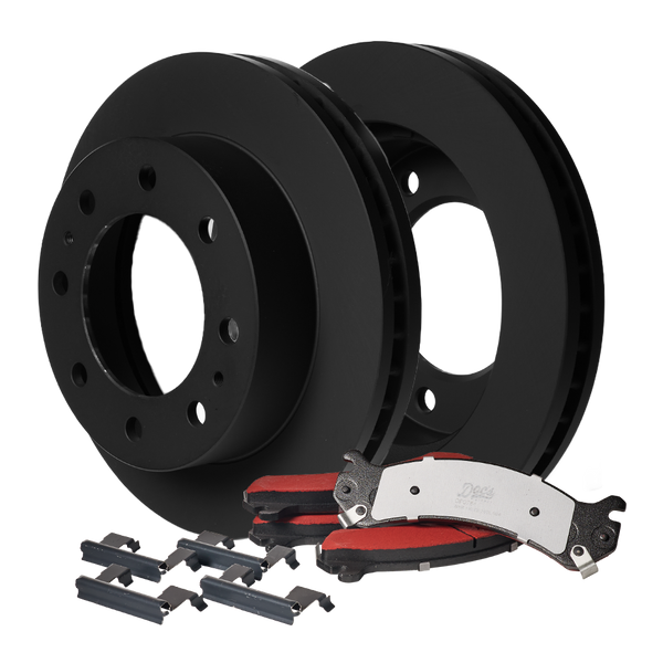 Doc's Diesel Chevrolet/GMC 6.6L Duramax SRW Front Brake Pads and Rotors Kit 2001-2010 2500HD, 2004-2010 3500HD Black