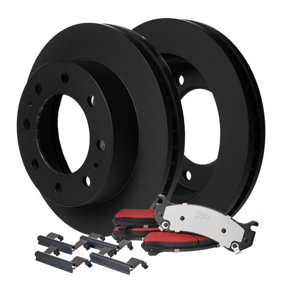 Doc's Diesel Chevrolet/GMC 6.6L Duramax SRW Front Brake Pads and Rotors Kit 2001-2010 2500HD, 2004-2010 3500HD Black