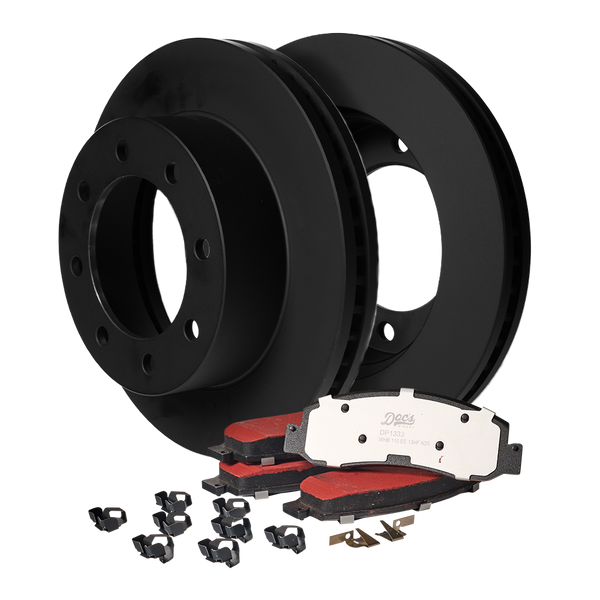 Doc's Diesel Ford 6.4L Powerstroke Front Brake Pads and Rotors Kit 2008-2012 Black