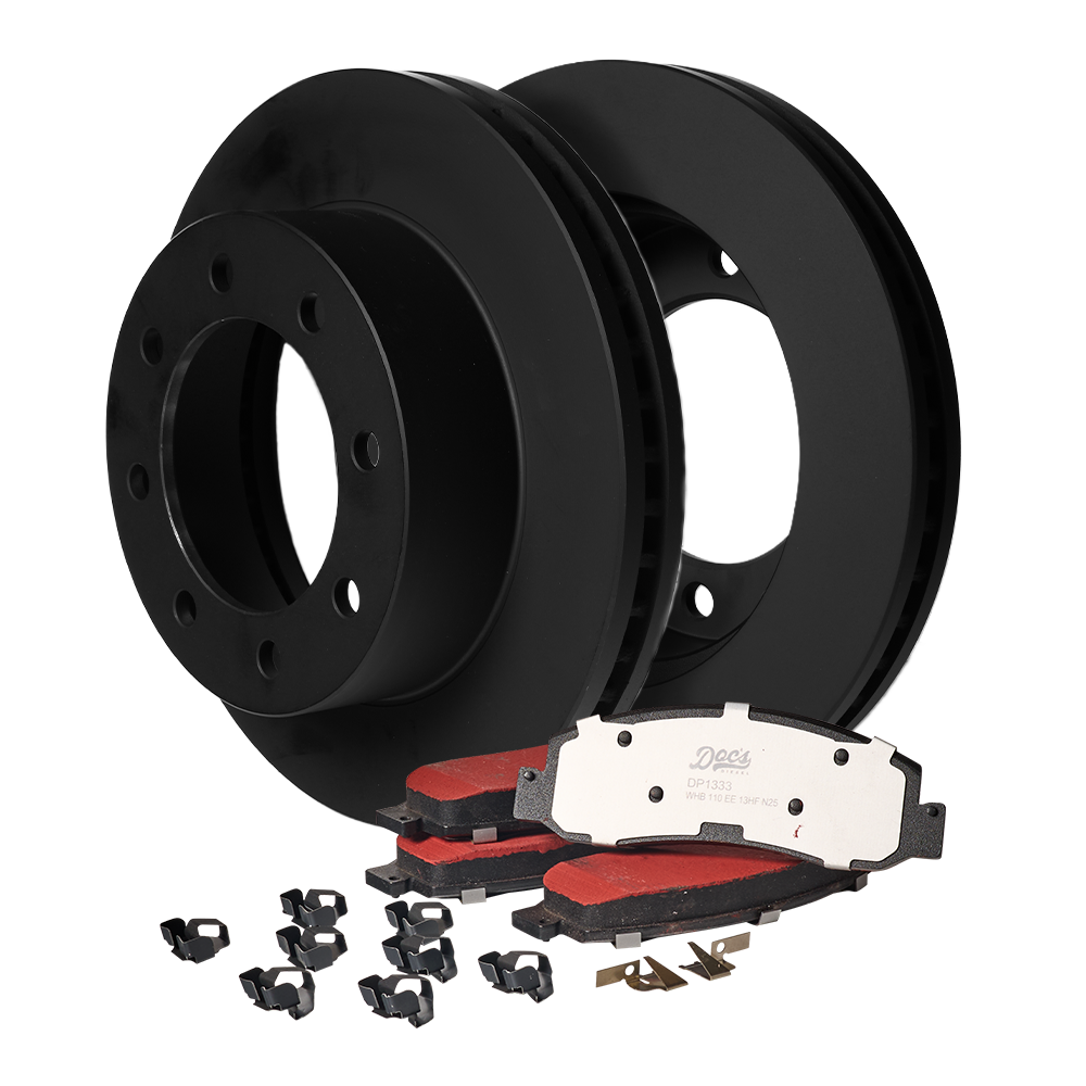 Doc's Diesel Ford 6.4L Powerstroke Front Brake Pads and Rotors Kit 2008-2012 Black