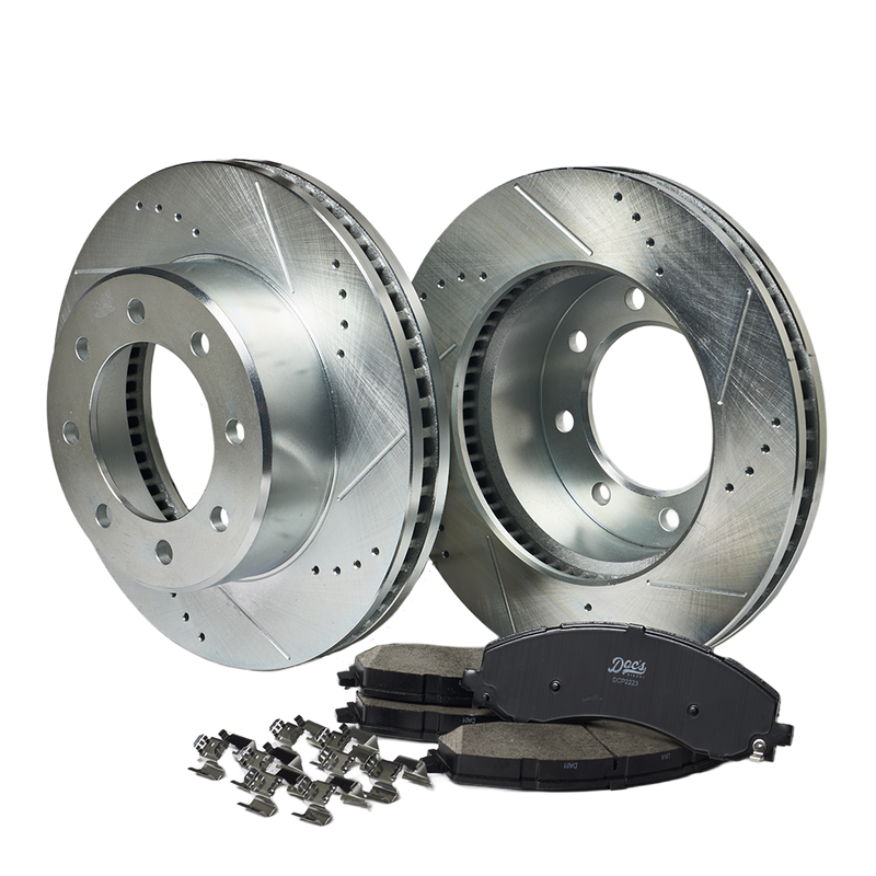 Doc's Diesel RAM 6.7L Cummins 2500/3500 Ceramic Front Brake Pads + Drilled and Slotted Front Rotors Kit 2019-2024