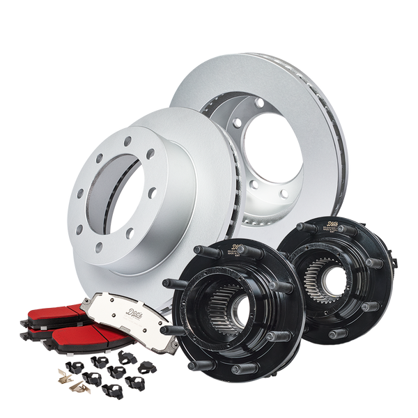 Ford 6.0L Powerstroke F250/F350 Front Brake Kit + Hub Assemblies 2005-2007 Silver