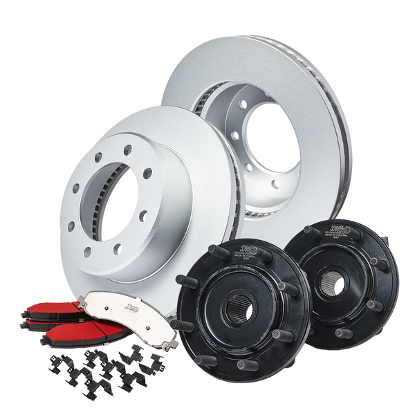 RAM 6.7L Cummins 2500/3500 Front Brake Kit + Hub Assemblies 2019-2024 Silver