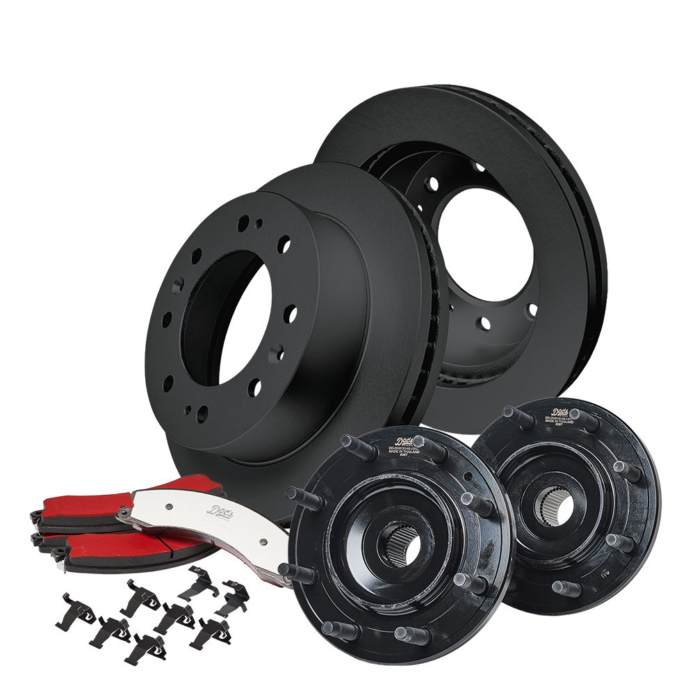 Chevrolet/GMC 6.6L Duramax 2500HD/3500HD Front Brake Kit + Hub Assemblies 2011-2019 Black