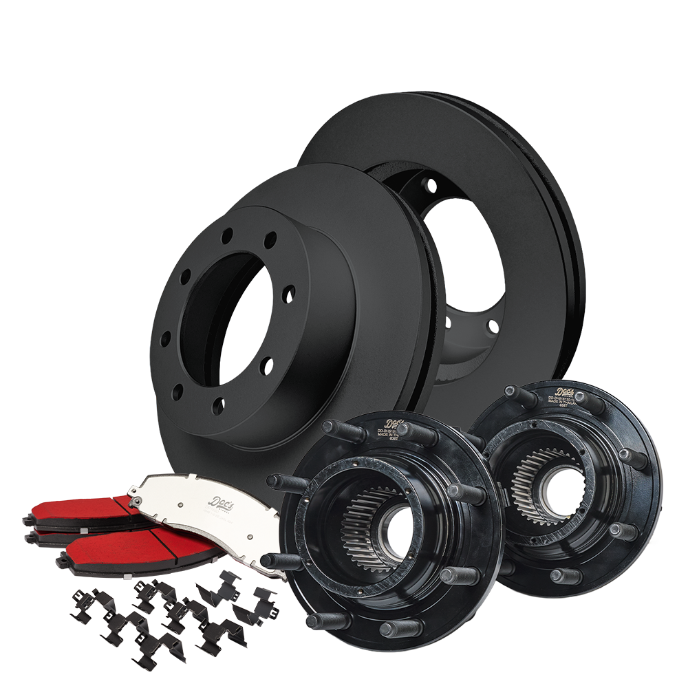 Ford 6.7L Powerstroke F250/F350 Front Brake Kit + Hub Assemblies 2013-2016 Black