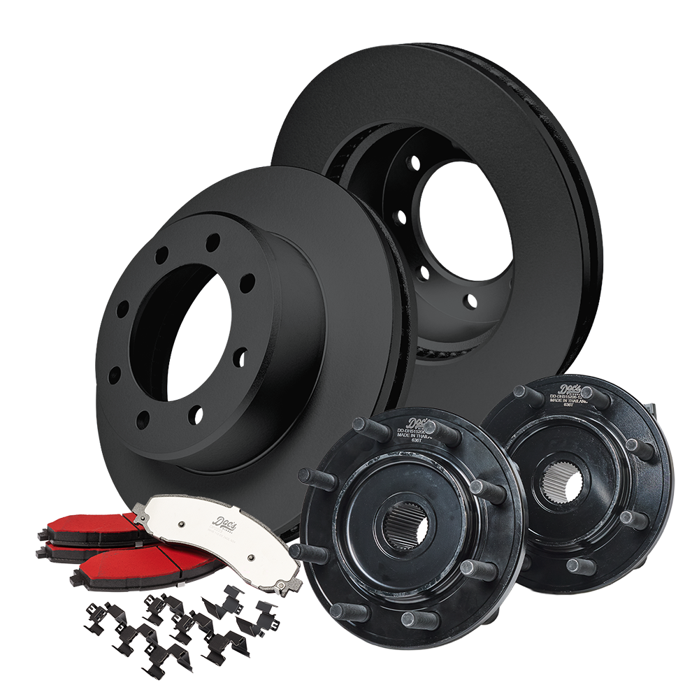 RAM 6.7L Cummins 2500/3500 Front Brake Kit + Hub Assemblies 2019-2024 Black