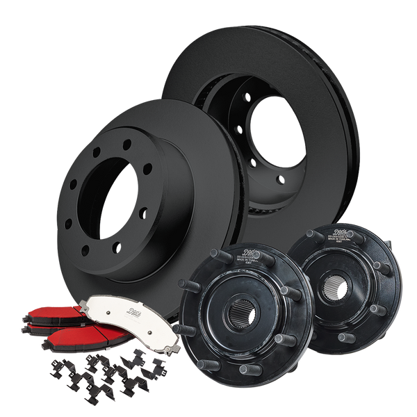 RAM 6.7L Cummins 2500/3500 Front Brake Kit + Hub Assemblies 2019-2024 Black