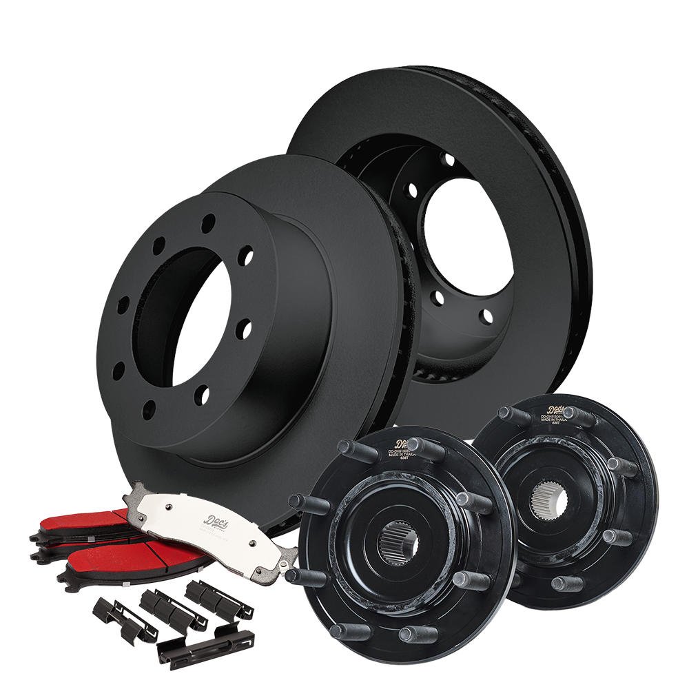 Dodge RAM 5.9L Cummins 2500/3500 Front Brake Kit + Hub Assemblies 2003-2005 Black