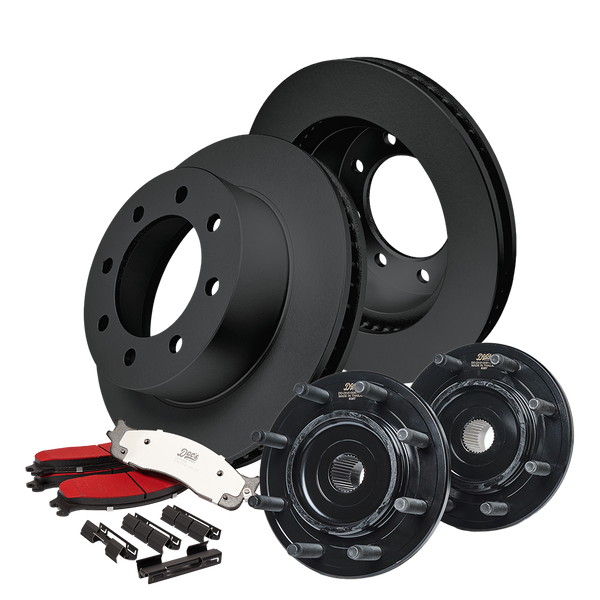 Dodge RAM 5.9L Cummins 2500/3500 Front Brake Kit + Hub Assemblies 2003-2005 Black
