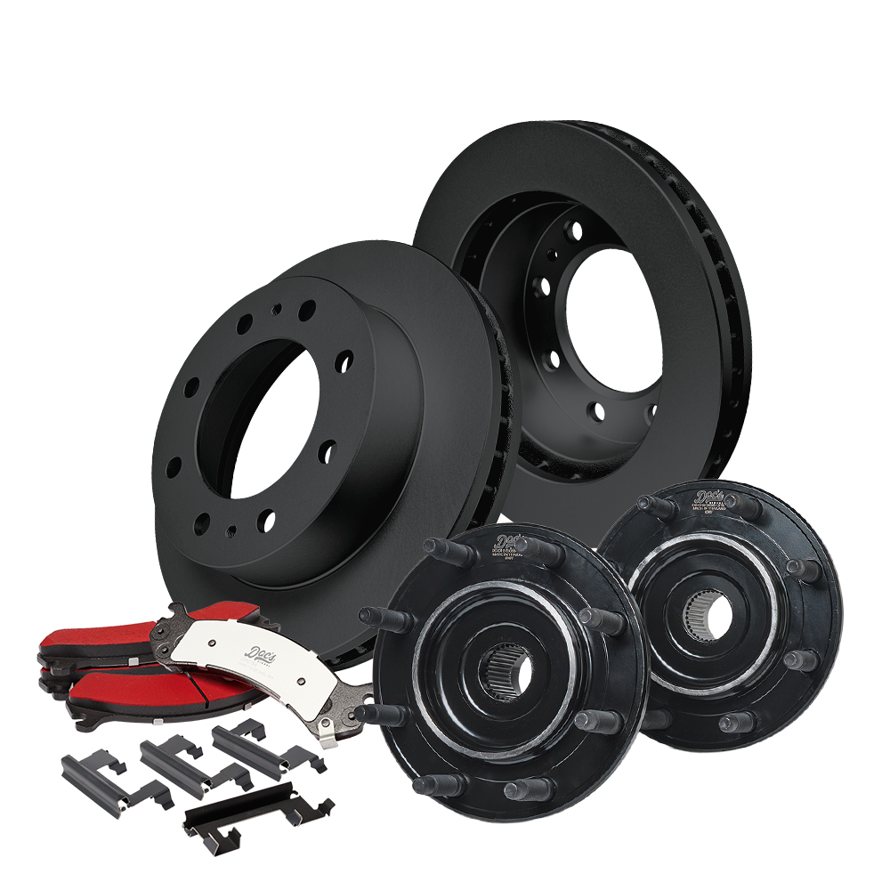 Chevrolet/GMC 6.6L Duramax 2500HD/3500 Front Brake Kit + Hub Assemblies 2001-2007 Black