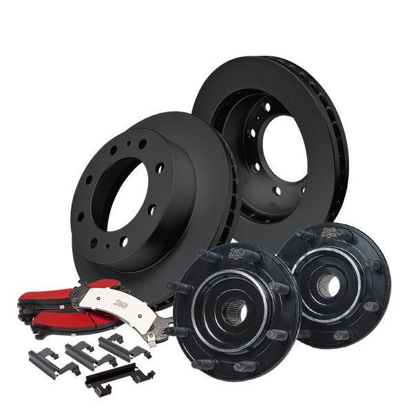 Chevrolet/GMC 6.6L Duramax 2500HD/3500 Front Brake Kit + Hub Assemblies 2001-2007 Black