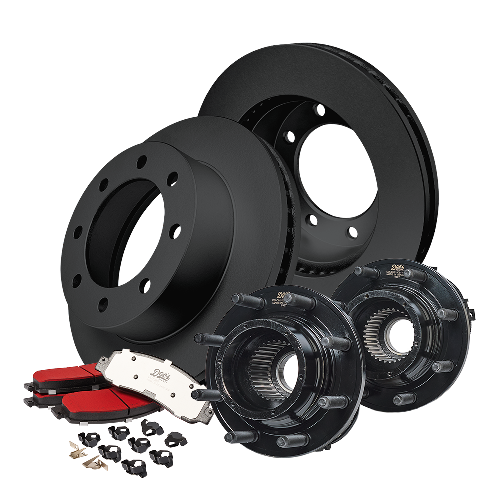 Ford 6.0L Powerstroke F250/F350 Front Brake Kit + Hub Assemblies 2005-2007 Black