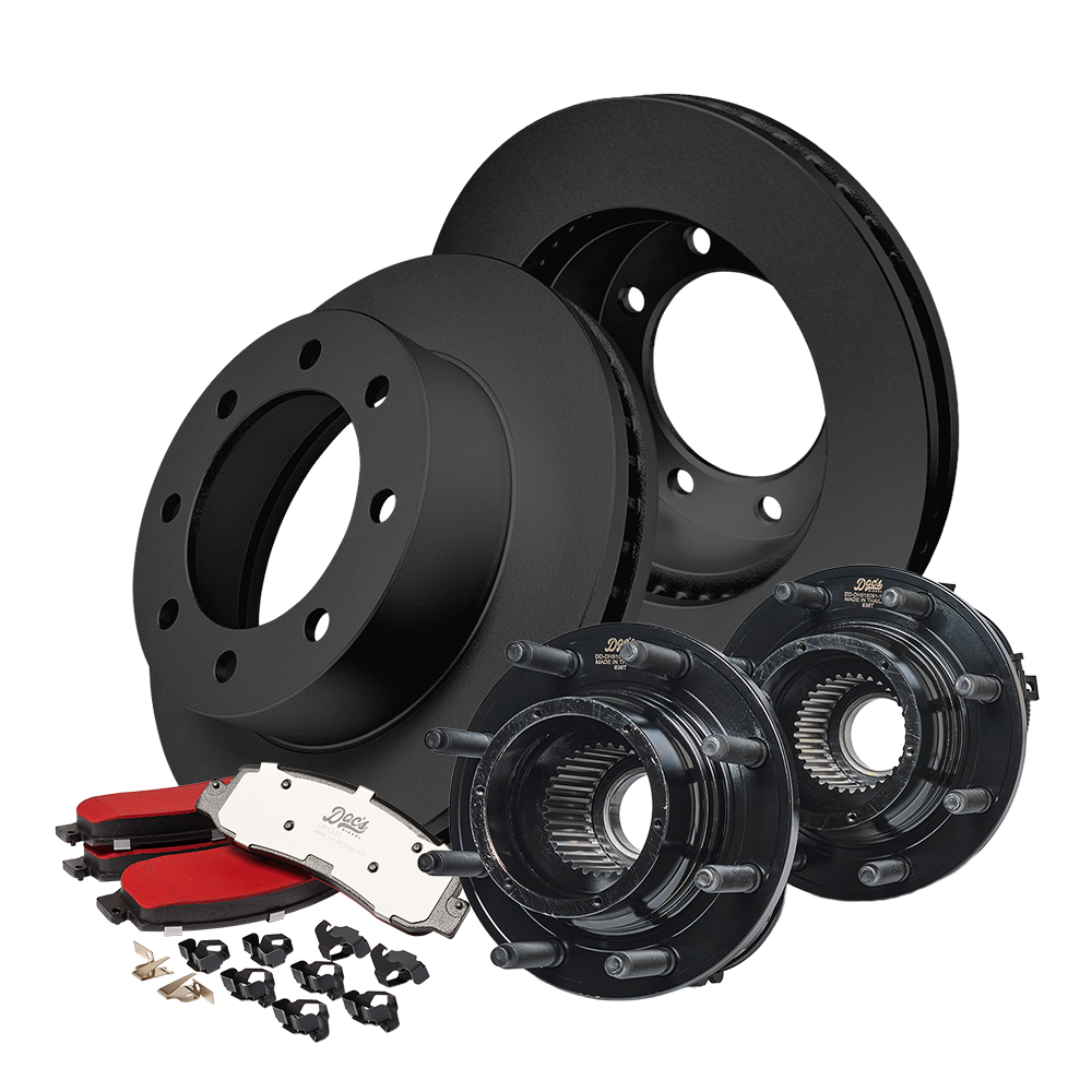 Ford 6.4L Powerstroke F250/F350 Front Brake Kit + Hub Assemblies 2008-2010 Black